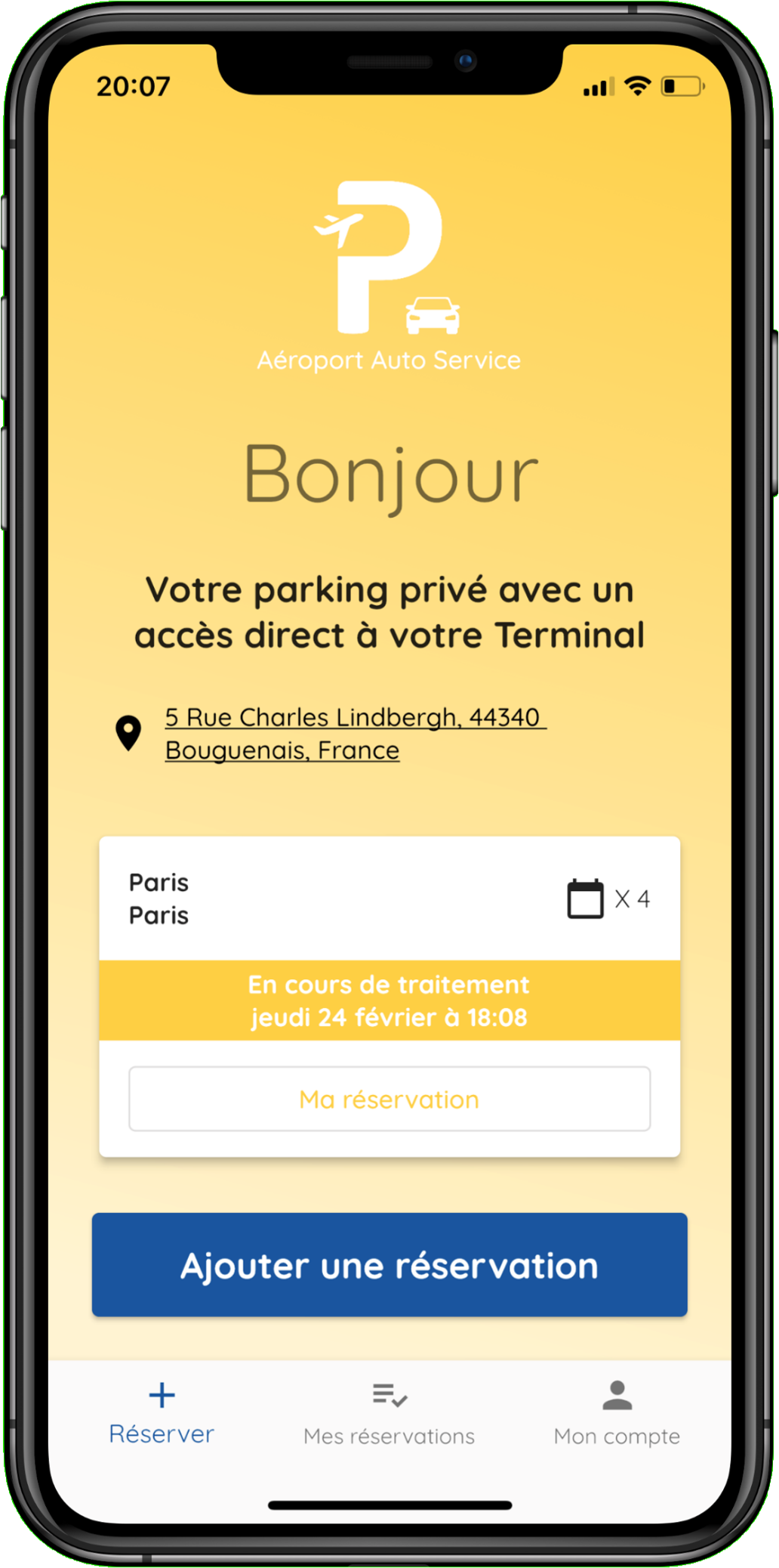 Application mobile Aéroport Auto Service